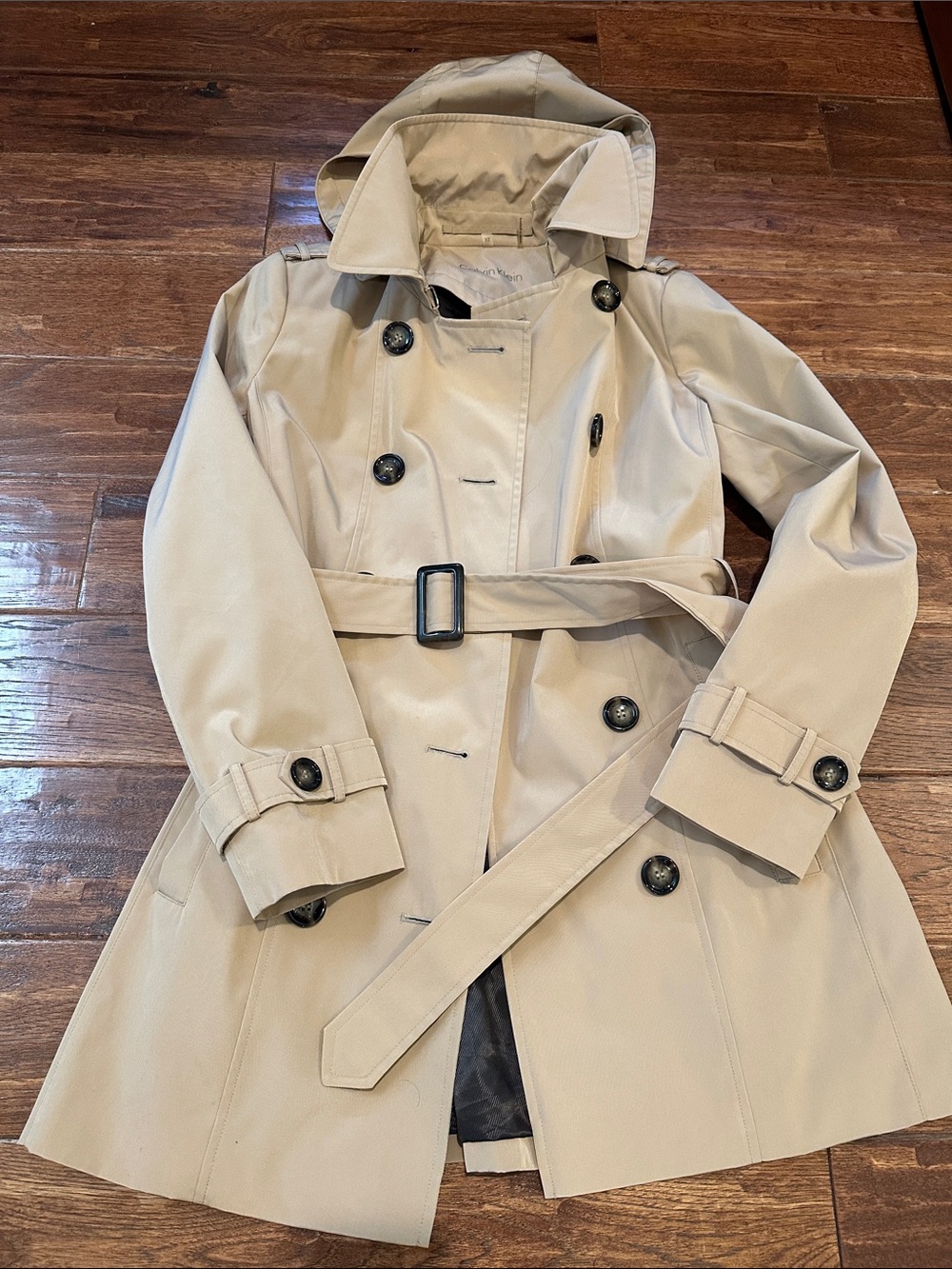 Classic Beige Double-Breasted Trench Coat with Belt